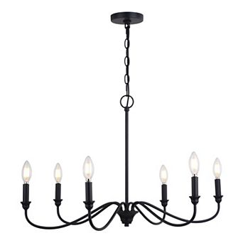 Annabelle 6 Light Matte Black Farmhouse Chandelier Candelabra