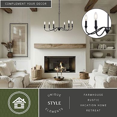 Annabelle 6 Light Matte Black Farmhouse Chandelier Candelabra