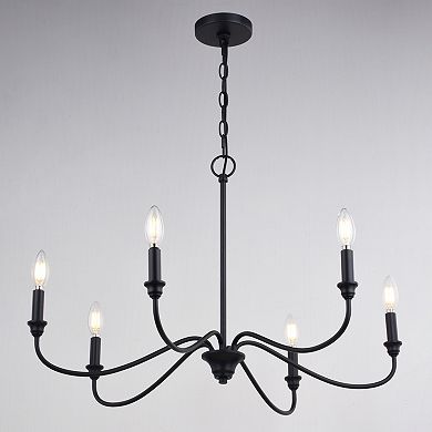 Annabelle 6 Light Matte Black Farmhouse Chandelier Candelabra