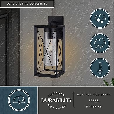 Milton 1 Light Matte Black Transitional Outdoor Wall Lantern Clear Glass