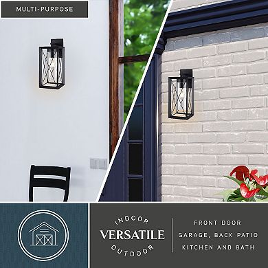 Milton 1 Light Matte Black Transitional Outdoor Wall Lantern Clear Glass
