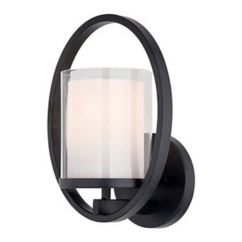 Princeton 1 Light Black Transitional Wall Sconce White Glass