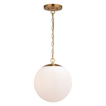 Linden 1L Gold Brass Mid-Century Modern Pendant Light White Globe Glass