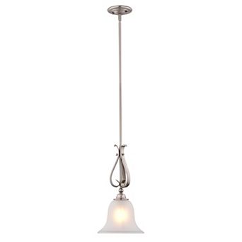 Monrovia Brushed Nickel Transitional Mini Pendant Ceiling Light with White Glass