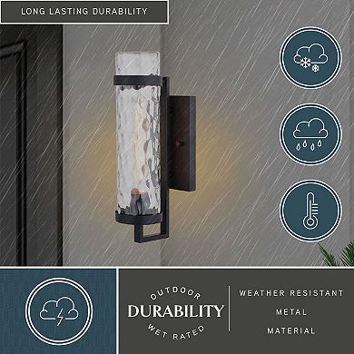 Seymour 1 Light Textured Black Transitional Outdoor Wall Lantern Clear Glass