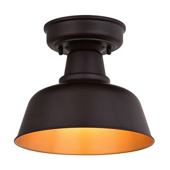 Cody Oil Rubbed Bronze and Light Gold Farmhouse Outdoor Flush Ceiling Light
