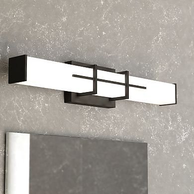 Fuller Park 1 Light LED Matte Black Bathroom Vanity Fixture White Glass