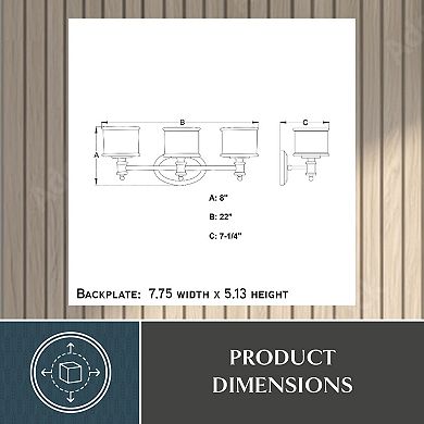 Carlisle 3 Light Gold Brass Traditional Bathroom Vanity Fixture White Glass