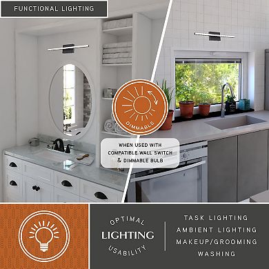 Ashburn 24 in. Integrated LED Matte Black Bath Bar Vanity Light White Shade