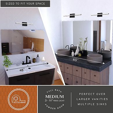 Ashburn 24 in. Integrated LED Matte Black Bath Bar Vanity Light White Shade