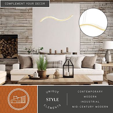 Edgewater 1L LED Gold Crystal Linear Chandelier Island Pendant Light Fixture