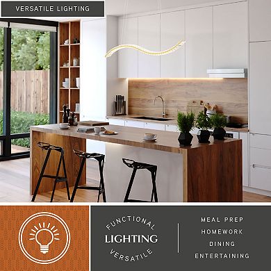 Edgewater 1L LED Gold Crystal Linear Chandelier Island Pendant Light Fixture