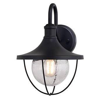 Dunlap 1 Light Textured Black Coastal Outdoor Wall Lantern Clear Glass