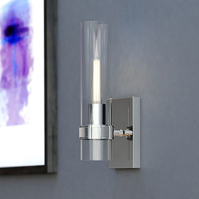 Bari 13-in H Wall Sconce Light Fixture Polished Chrome with Clear Glass