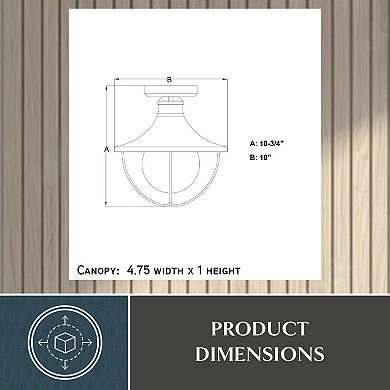 Dunlap Textured Black Coastal Outdoor Flush Mount Ceiling Light Clear Glass