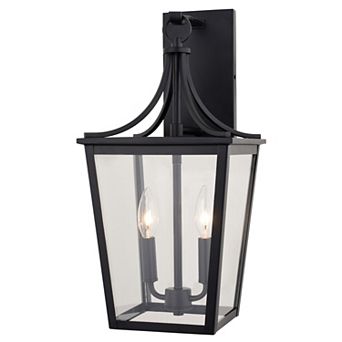 Cottage Grove 2 Light Matte Black Transitional Outdoor Wall Lantern Clear Glass