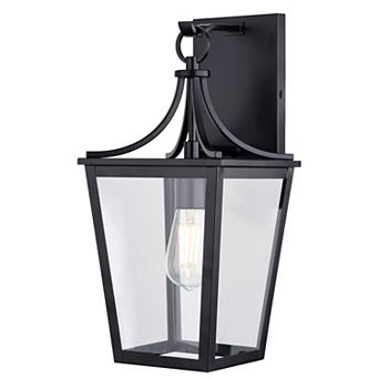 Cottage Grove 1 Light Matte Black Transitional Outdoor Wall Lantern Clear Glass
