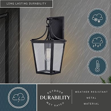 Cottage Grove 1 Light Matte Black Transitional Outdoor Wall Lantern Clear Glass