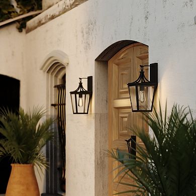 Cottage Grove 1 Light Matte Black Transitional Outdoor Wall Lantern Clear Glass