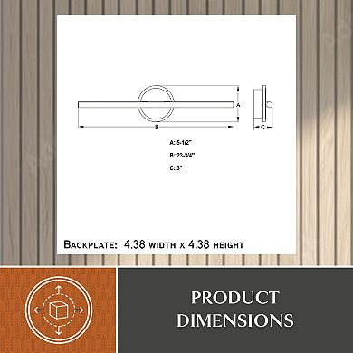 Whittier 23.75 in. LED Black Bathroom Vanity Wall Light with Night Light