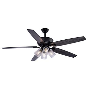 Fircrest 60 in W Matte Black Ceiling Fan with DC Motor, Light Kit, Remote