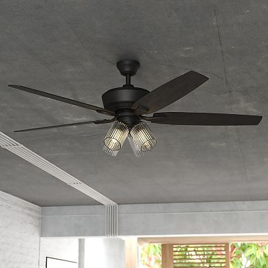 Fircrest 60-in W Matte Black Ceiling Fan with DC Motor, Light Kit, Remote