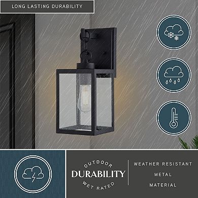 Berkley Metal 1 Light Textured Black Outdoor Wall Lantern Clear Glass