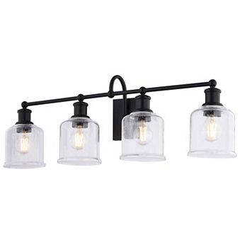 Northbrook 32 in 4-Light Traditional Black Bathroom Vanity Fixture, Glass Shade