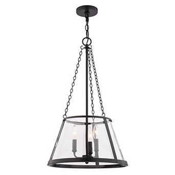 Rochester 3-Light Matte Black Industrial Cone Pendant with Clear Glass Shade