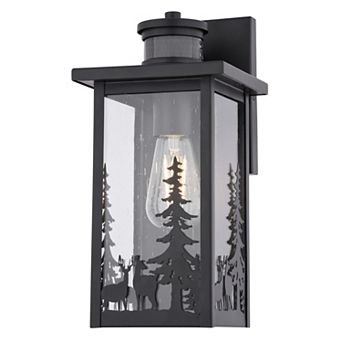 VAXCEL Acadia Matte Black Rustic Motion Dusk to Dawn Outdoor Wall Sconce Light