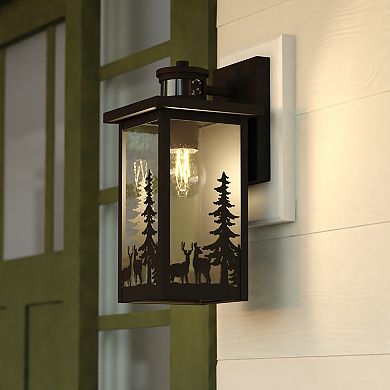 VAXCEL Acadia Matte Black Rustic Motion Dusk to Dawn Outdoor Wall Sconce Light