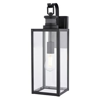 VAXCEL Clinton Matte Black Motion Dusk to Dawn Outdoor Wall Sconce Light Fixture