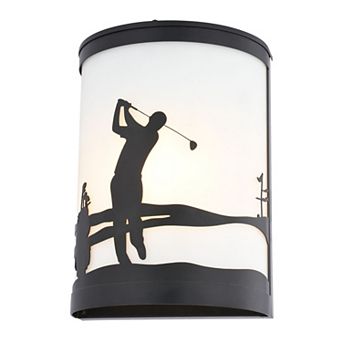 Links 1-Light Black Indoor-Outdoor Golfer Wall Sconce, Bathroom Vanity Fixture