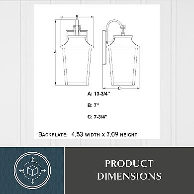 VAXCEL Irving Park Black Outdoor Wall Sconce Light, Clear Seeded Glass, Dimmable