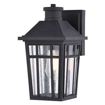 VAXCEL Garfield Park Black Outdoor Wall Sconce Light Aluminum Clear Seeded Glass