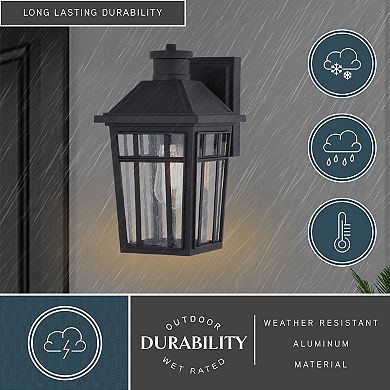 VAXCEL Garfield Park Black Outdoor Wall Sconce Light Aluminum Clear Seeded Glass