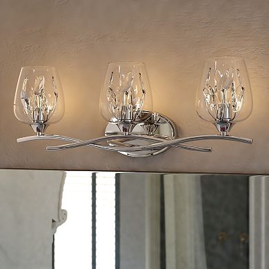 Wilmette 24 in. 3-Light Modern Chrome Bathroom Vanity Fixture, Clear Glass Shade