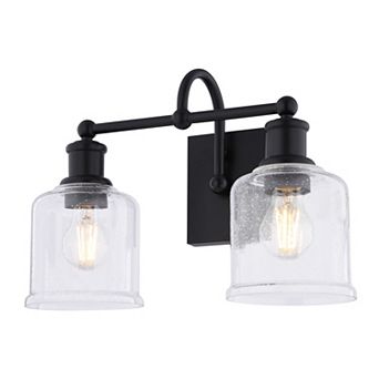 Northbrook 16 in 2-Light Traditional Black Bathroom Vanity Fixture, Glass Shade
