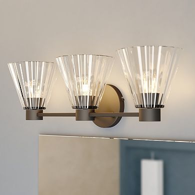 Dalton 25.5 in. 3-Light Matte Black Bathroom Vanity Fixture, Clear Glass Shade