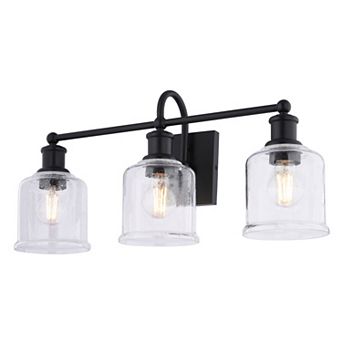Northbrook 24 in 3-Light Traditional Black Bathroom Vanity Fixture, Glass Shade