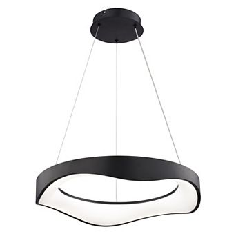 Bowen 1-Light Black Contemporary Chandelier, Frosted Shade, LED Pendant Fixture