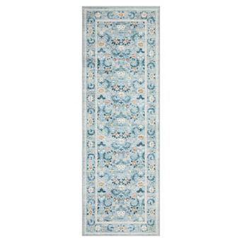 Vintage Floral Oriental Thin Area Rug Machine Washable Soft Anti-Stain Pet-Friendly Carpet