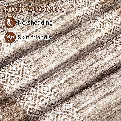 Multi-Layer Geometric Border Area Rug Machine Washable Low Pile Wear Restistant Decor Carpet