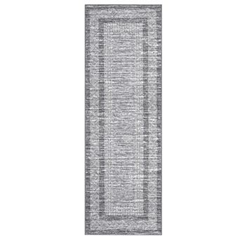 Multi-Layer Geometric Border Area Rug Machine Washable Low Pile Wear Restistant Decor Carpet