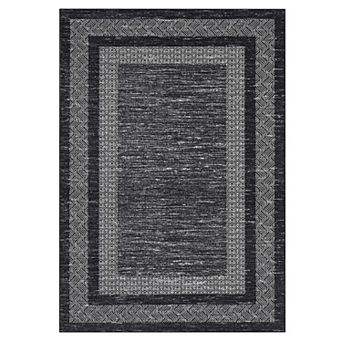 Multi-Layer Geometric Border Area Rug Machine Washable Low Pile Wear Restistant Decor Carpet