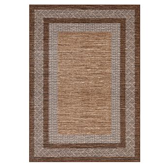 Multi-Layer Geometric Border Area Rug Machine Washable Low Pile Wear Restistant Decor Carpet