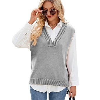 Women's Slim Fit V Neck Sleeveless Vest Knit Top, Classic Basic Vest
