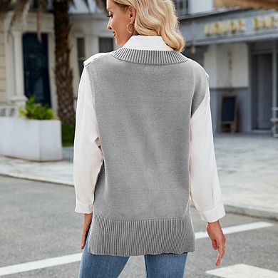 Women's Slim Fit V Neck Sleeveless Vest Knit Top, Classic Basic Vest