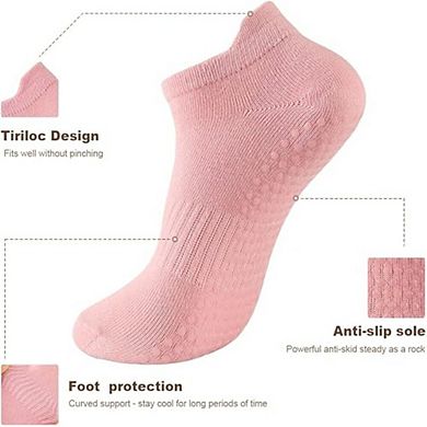 Five Pack Non Slip Grip Pilates Socks for Women