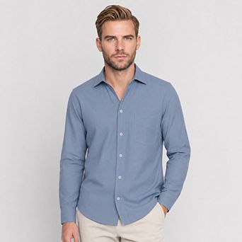 Men's Denim Style Shirt Comfort Stretch Casual Button Down Long-Sleeve